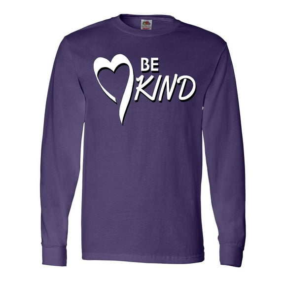 Inktastic Be Kind with Heart Ribbon in White Text Long Sleeve T-Shirt