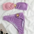 thumbnail image 6 of Fengqque Women's Sexy Color Blocking Bikini Swimsuit (With Bra Pad Without Steel Support), 6 of 9