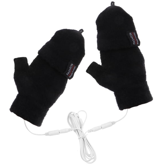 Masteelf Black USB Heated Gloves Half Finger Design Warm Wool Hand Warmers Comfortable for Outdoor and Winter Use