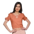 thumbnail image 3 of Moomaya Printed Rayon Cold Shoulder Crop Top And Skirt Ethnic Set For Women, 3 of 6