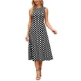 thumbnail image 2 of INSPIRE CHIC Women's Dress Polka Dot Tank Sleeveless A-Line Sundress Black S, 2 of 6