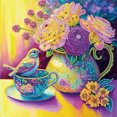 thumbnail image 1 of Con Forma Especial Parcial Pájaro Ambiental 30x30cm Color Morado Y Amarillo, 1 of 9