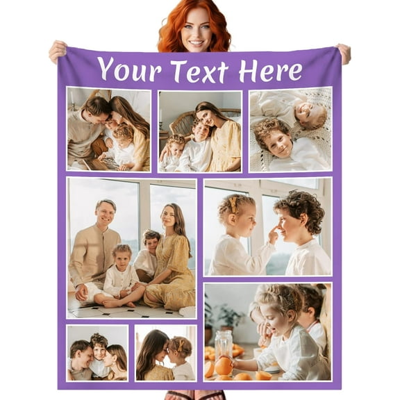 Custom Blanket with Photos Text, Personalized Blanket with Pictures Aniversary Gifts for Mom, Dad,Families,Boyfriend,Girlfriend,Kids, Christmas Blanket.
