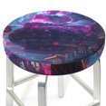 thumbnail image 3 of Qekee Neon Buddha Cityscape Round Bar Chair Cushion Cover, Elastic and Washable, Fits 12-14in Chairs-12 inch, 3 of 7