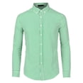 thumbnail image 1 of Camisas de vestir de manga larga con botones y rayas verticales para hombre Verde blanco S Unique Bargains Camisa, 1 of 6
