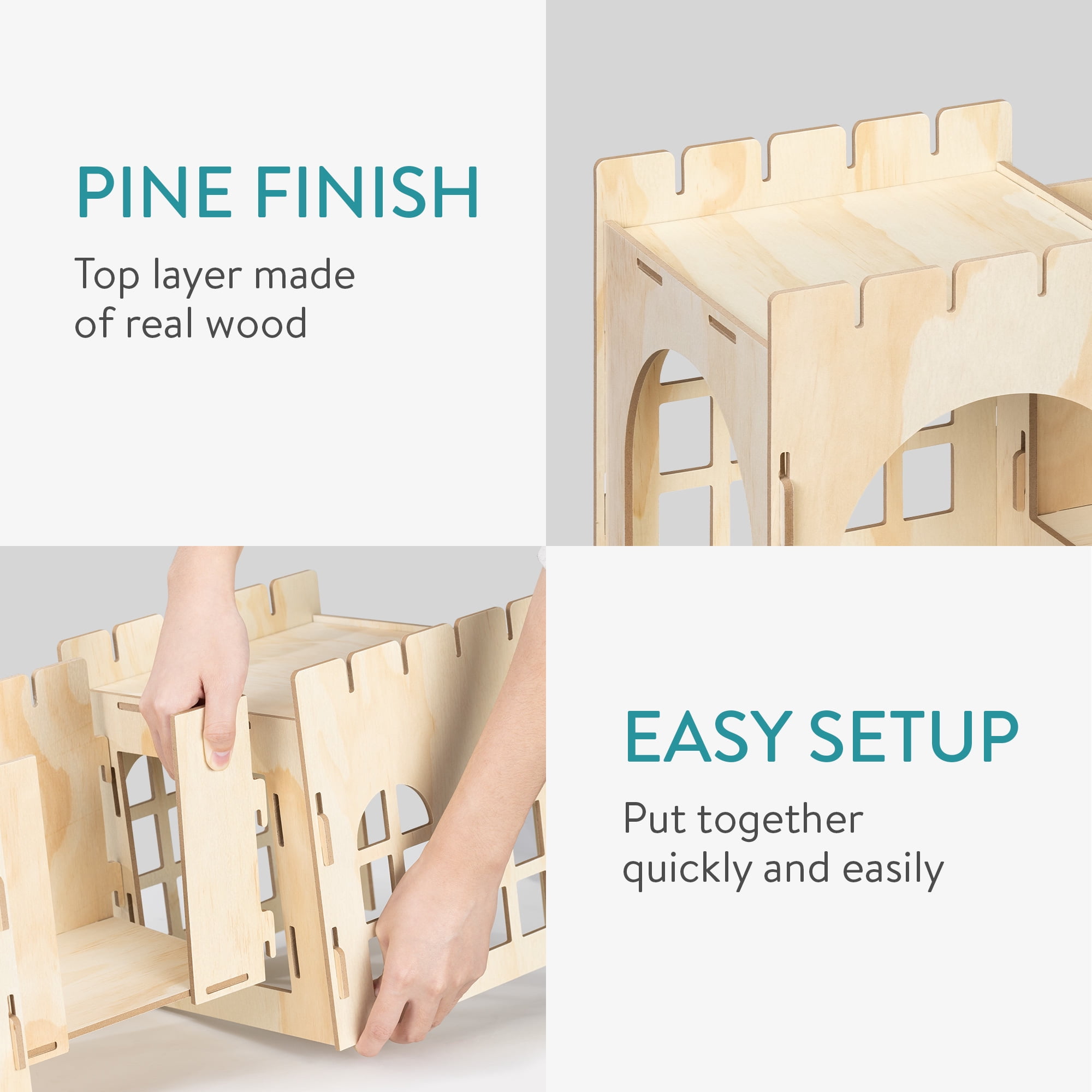 Rabbit Litter Box Stacking Cups Navaris Rabbit Castle - Wooden Hideaway Playhouse For Bunny - DF Outdoor Playhouse Guinea Pig Toys