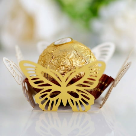 

50pcs Butterfly Chocolate Paper Wrappers Candy Cups Baking Cups Truffle Wrappers Flared Cups