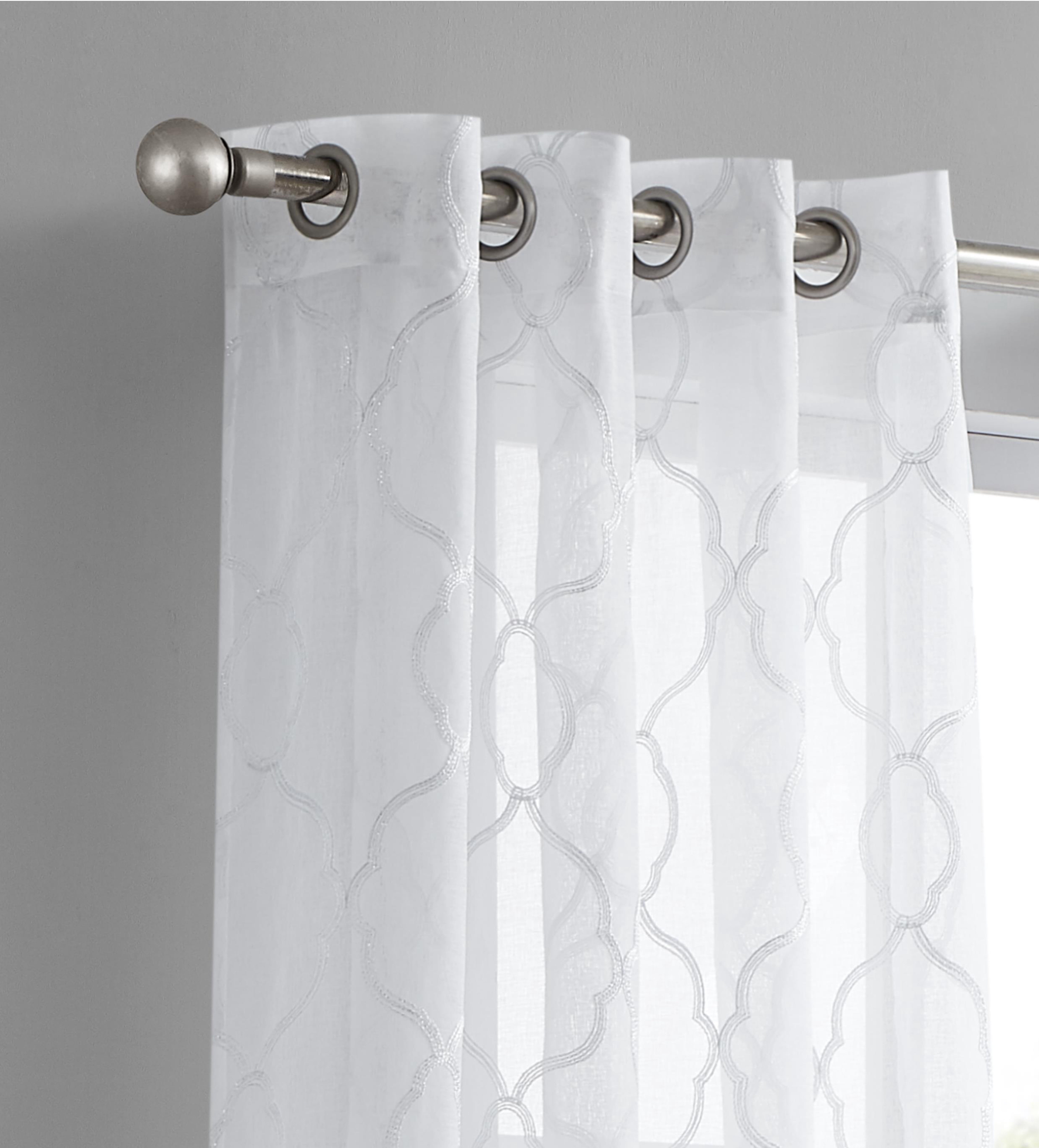 Dainty Home 2-Pack Light Filtering Grommet Curtain Panels, Metallic Embroidered, 54"x84"