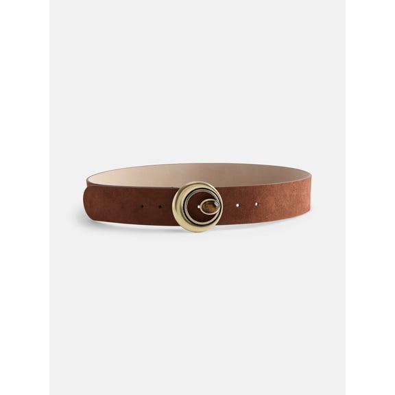 Scenario Women's Belt with Stone Buckle, Tan, Sizes S-3XL