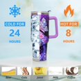 thumbnail image 3 of 40 oz Tumbler with Handle and Straw Lid, Purple Butterfly Insulated Cup, Double Vacuum Leak Proof Coffee Travel Mug, Flower Stainless Steel Water Bottle Gifts for Women Girls, 3 of 6