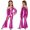 Hot Pink, variant on Girls Metallic Flared Pants Jumpsuit One Shoulder Hippie Dance Stage Performance Blue 8