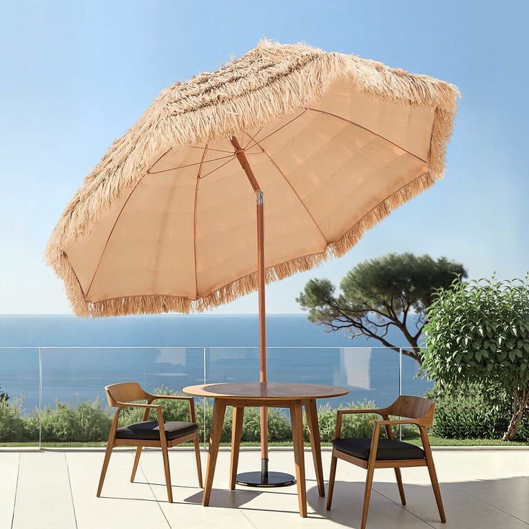 8ft steel ribs patio umbrellas Round Umbrella This tiki umbrella features an 8 ft canopy that easily tilts 30 to the left or right Kozyard Butterfly 15' Outdoor Patio