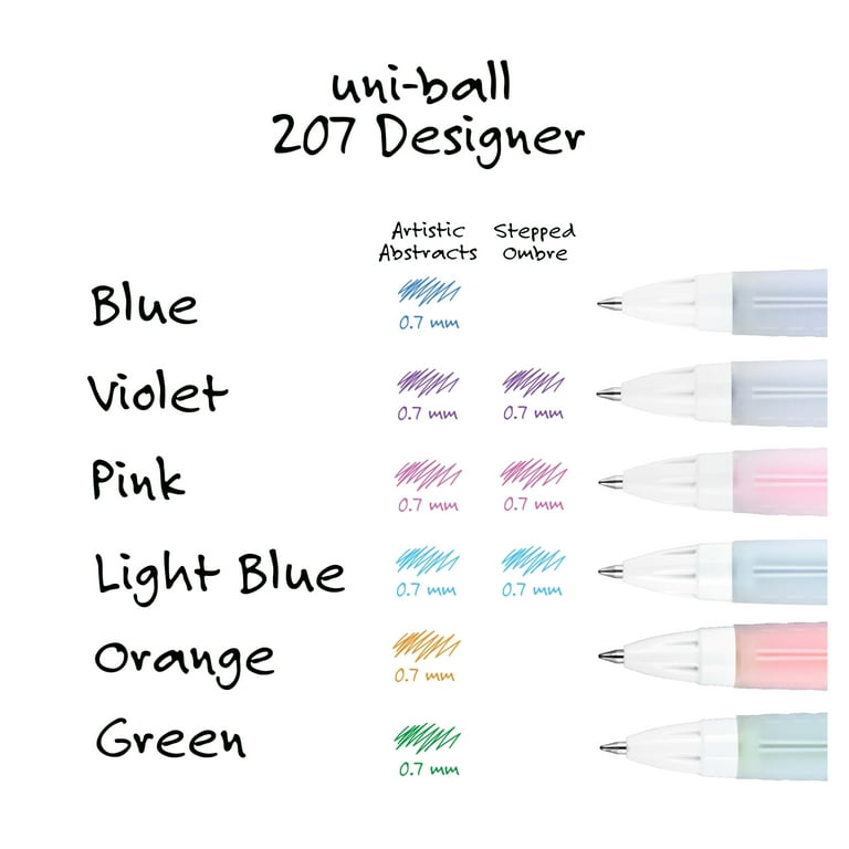 uniball 207 Artistic Abstract Retractable Gel Pen, Medium Point, 0.7 mm,  Assorted Ink, 8 Count