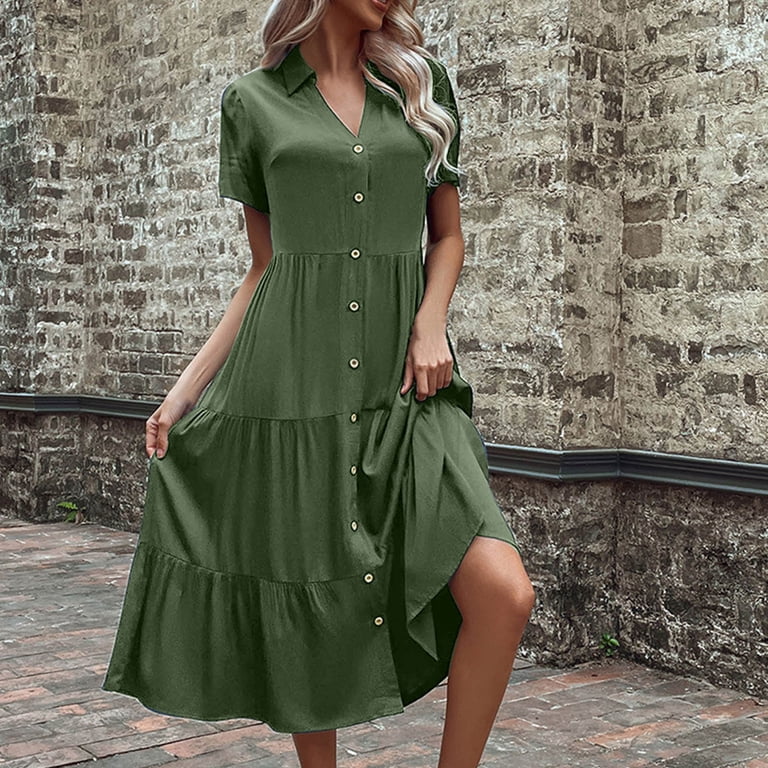 green emerald velvet dress Slow Sundays Olive Green Floral Print Cotton Maxi Shirt Dress