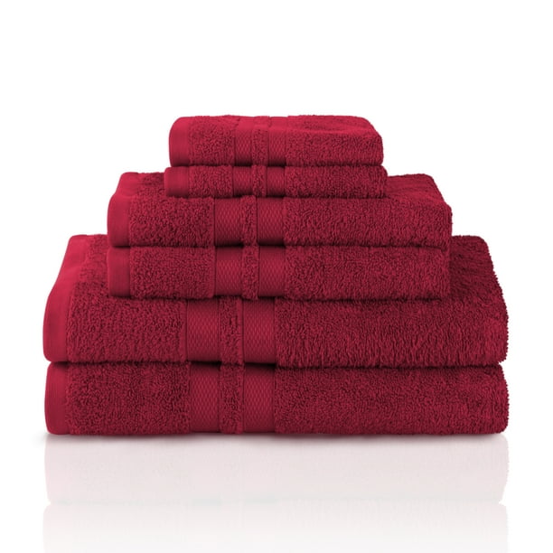 Pure Cotton 6-Piece Bathroom Towel Set, Maroon - Walmart.com - Walmart.com