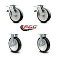 thumbnail image 2 of 8 Inch Rubber on Aluminum Caster Set with Ball Bearings 2 Brakes 2 Rigid SCC, 2 of 2