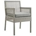 thumbnail image 1 of Modway Aura 19.5" Rattan & Fabric Outdoor Patio Dining Arm Chair in Gray, 1 of 8