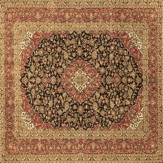 Ahgly Company Indoor Square Medallion Brown Traditional Area Rugs, 6' Square