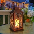 thumbnail image 3 of Take Me 11" Bronze Solar Lantern Outdoor Garden Hanging Lantern Waterproof LED Plastic Garden Flickering Flameless Candle Mission Lights for Table,Outdoor,Party, 3 of 10
