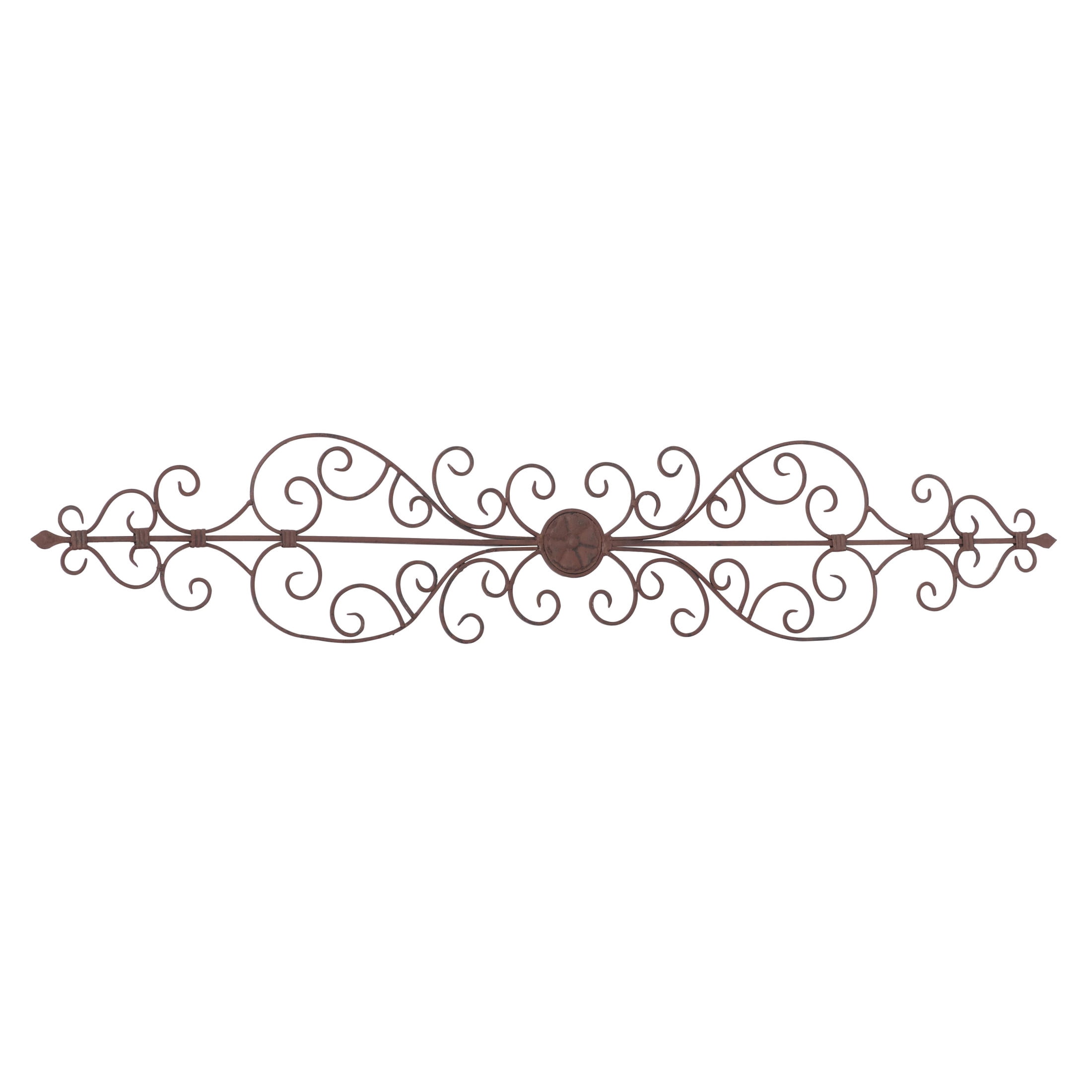DecMode Brown Metal Long Slim Scroll Wall Decor