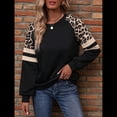 thumbnail image 4 of Sudadera de Cuello Redondo para Mujer, Informal, con de Leopardo, Larga, para Otoño y . Negro L, 4 of 10