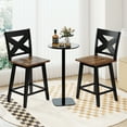 thumbnail image 4 of Gymax 24'' Swivel Barstools Set of 4 w/Backrest Large Seat Footrest for Kitchen Island Black & Walnut, 4 of 8