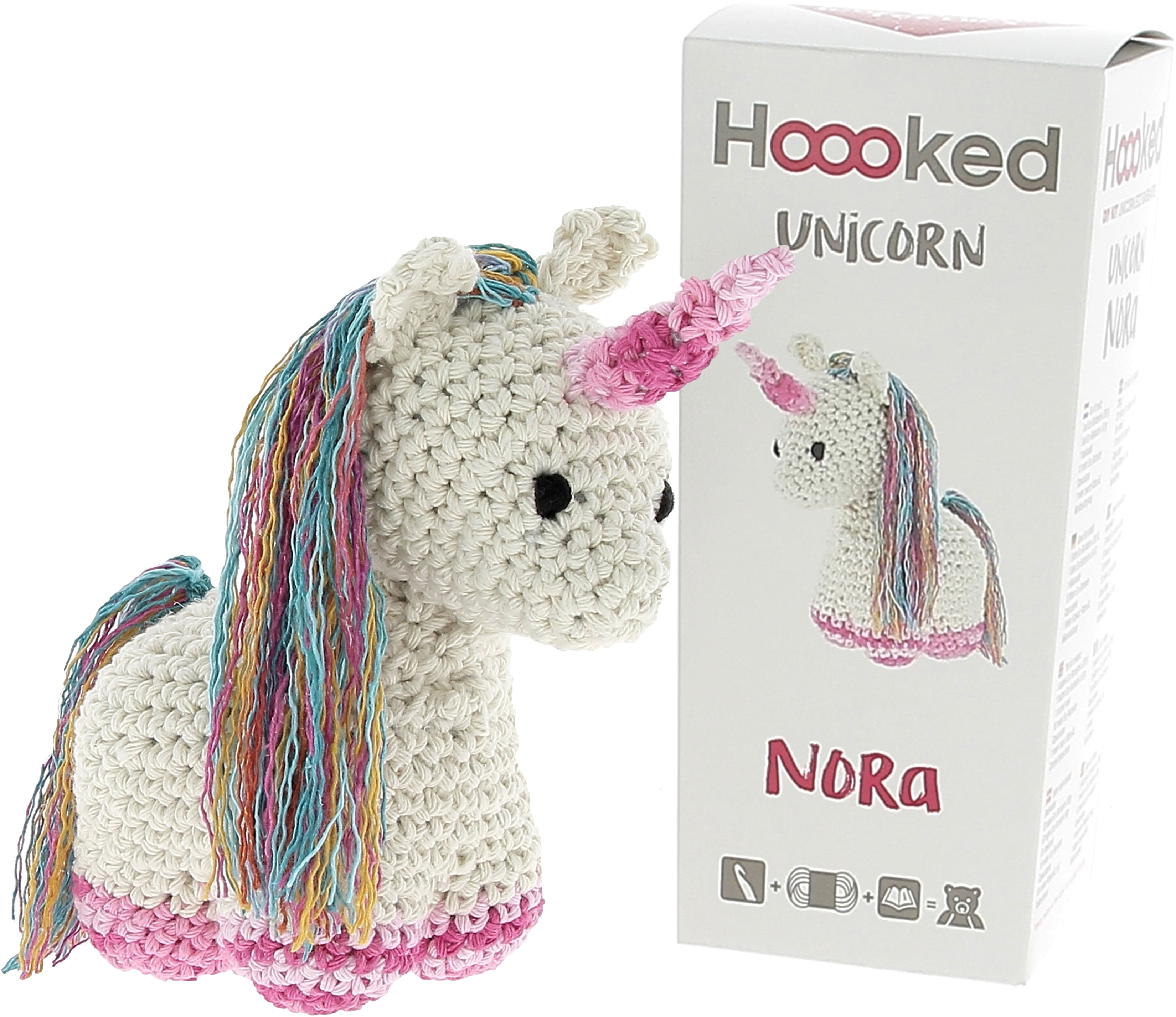 Hoooked Unicorn Nora Yarn Kit W/Eco Brabante Yarn-Off White