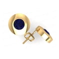 thumbnail image 1 of Natural 0.75Ctw Round Blue Sapphire Stud Earrings 18Karat Yellow Gold Bezel AAA Quality, 1 of 1