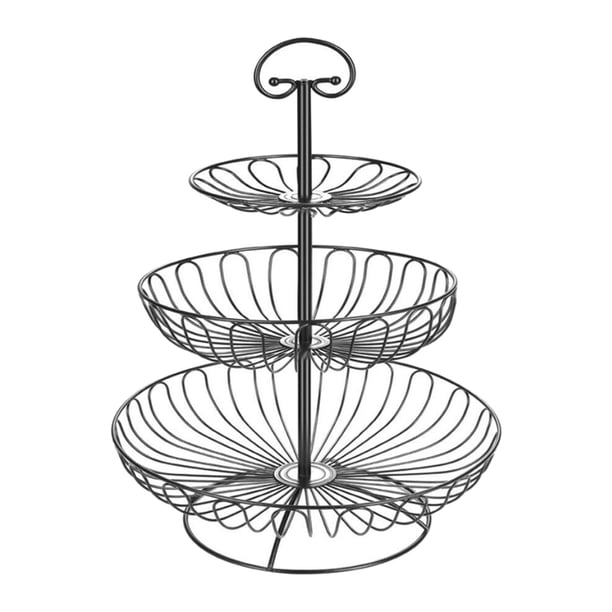 Frutero minimalista para cocina, cestas para verduras para estantería de alambre, frutas Negro