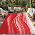 thumbnail image 2 of Red Striped Outdoor Rug 5x8 Ft - Reversible Patio Rug Outdoor Camping Rugs, Modern Abstract Art Wave Moire Gradient Washable Indoor Outdoor Area Rugs, Non-Slip Outdoor Carpet Runner for Deck/Porch, 2 of 8