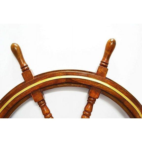 Nagina International Wooden Ships Wheel Clock Porthole (30 Inches)