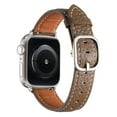 thumbnail image 2 of Slim Leather Band Compatible with Apple Watch 38/40/41/42mm(S10),for Women Men,Quadrate&Round Arc Buckle Deaign,Lychee Leather Adjustable Classic Watch Band Strap Bracelet,Coffee, 2 of 7