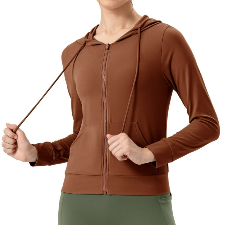 Women's Full Zip Workout Jackets, Long Sleeve Running Jacket with
