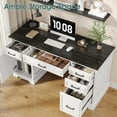 thumbnail image 6 of White Executive Home Office Desk with Charging Station and Drawers for Work Study Writing, 55.1" Farmhouse Computer Desk with Storage File Drawers for Home Office Men Women, 6 of 10