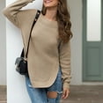 thumbnail image 3 of Vedolay Cropped Sweater Womens V Neck Long Sleeve Color Block Striped Casual Cable Knit Pullover Sweater,Khaki S, 3 of 5