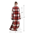 thumbnail image 6 of Catalonia Sherpa Wearable Blanket with Sleeves Arms, Super Soft Warm Comfy Large Fleece Plush Sleeved TV Throws Wrap Robe Blanket for Adult Women and Men, Red Plaid, 72" x 55", 6 of 8