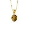 Gem Stone King 3.05 Ct Whiskey Quartz Yellow Created Sapphire 18K Yellow Gold Plated Silver Pendant