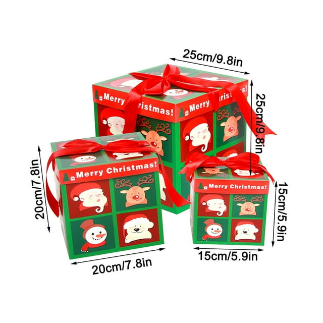 CEHVOM 3pcs Creative Christmas Decoration Gift Box Christmas Candy Cartoon Gift Box Clearance