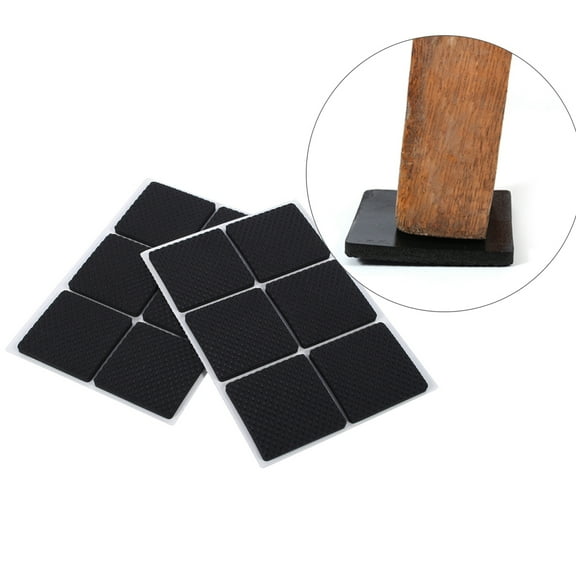 Fyearfly 12pcs Furniture Pads for Hardwood Floors 1.8" Rubber Anti-slip Chair Feet Pads, Black Furniture Grippers, Floor Protector for Chair