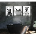 thumbnail image 3 of Cute Raccoon Bathroom Canvas Wall Art Funny Raccoon Prints Wall Decor Country Animal Pictures Fun Bathroom Modern Fun Bathroom Animal Painting Posters for Bathroom Toilet(Framed canvas), 3 of 6