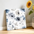 thumbnail image 3 of Canvas Wall Art Spring Floral Canvas Art Print Watercolor Grey Blue Flower Pictures Wall Decor for Living Room Bedroom Artwork Decorations Stretched Framed Ready to Hang 12"x12", 3 of 9