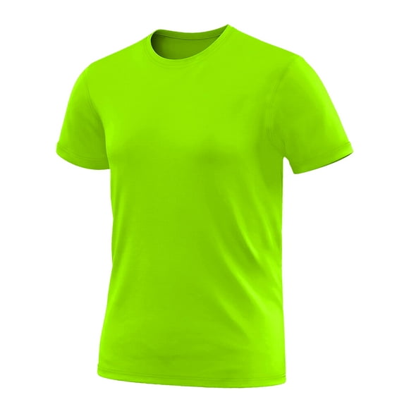 URBAN BUCK Mens High Visibility Running Workout Swim Shirt - UPF50+ Lightweight Basic Gyming Run T-Shirt for Men Skyline Neon Green (S)