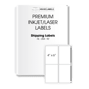 White 4” x 6" Labels, 4 Labels Per Sheet, Large Sheets 8.5" x 14" for Injet and Laser Printers 50 sheets 200 labels