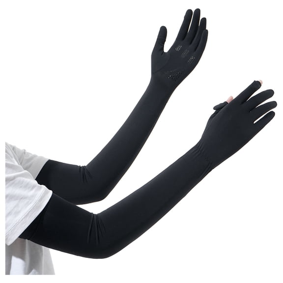 QSAWXQZ Unisex UV Protection Breathable Arm Sleeves Finger Gloves Solid Sunblock Hand Covers for Fishing Sailing Free Size