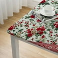 thumbnail image 4 of BANET Garnet Red and Hand Block Printed Cotton Cloth Tablecloth, Table Cover, Farmhouse Thanksgiving Christmas Square White, 4 of 7