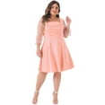 thumbnail image 3 of DARING DIVA Plus Size Square Neck Sheer Ruffle Flowy A-Line Midi Dress 2X Pink, 3 of 6