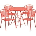 thumbnail image 2 of Flash Furniture Commercial Grade 30" Round Coral Indoor-Outdoor Steel Folding Patio Table Set with 4 Round Back Chairs, 2 of 5