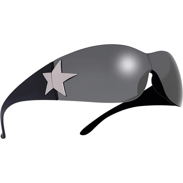 Ibaolea Y2k Sunglasses For Women Men,trendy Shield Wrap Around Sunglasses Oversized Fashion Frameless Sun Glasses