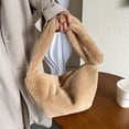 thumbnail image 3 of Bolso de felpa informal para mujer, bolso de hombro esponjoso de estilo coreano (caqui), 3 of 8