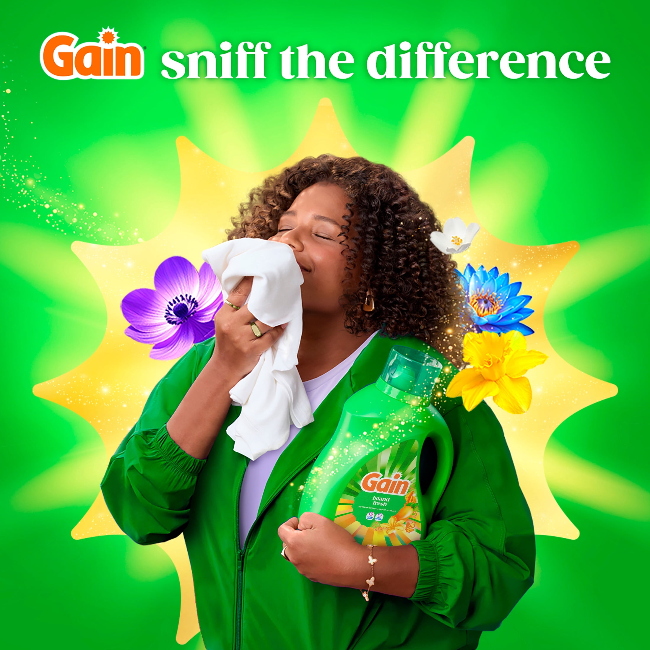 (2 pack) Gain Laundry Detergent Liquid, Now with Odor Defense, Island Fresh Scent, 81 fl oz, 61 Loads
